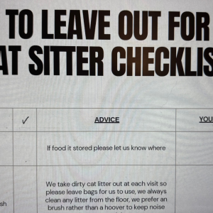 What to leave out for your cat sitter template